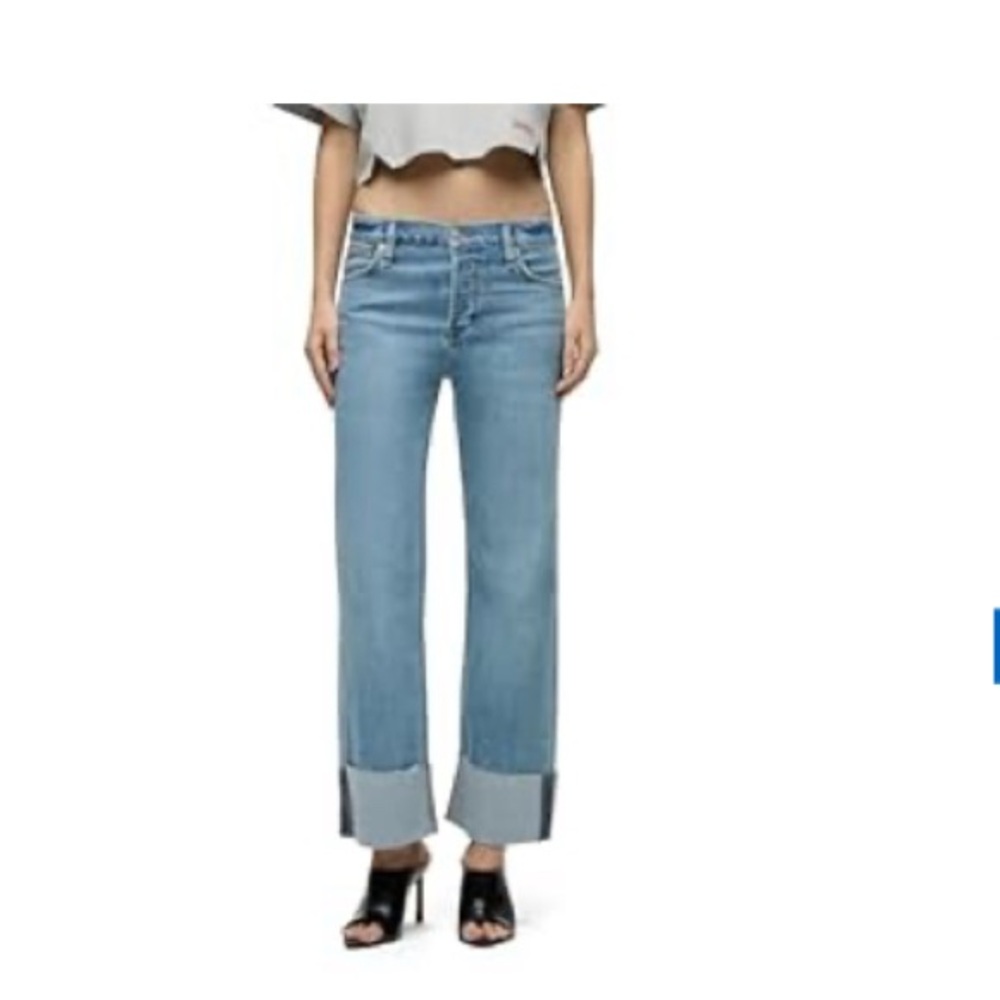 HUDSON Rosie Petite High Rise Wide Cuff Jeans – Light Wash (Size 26)